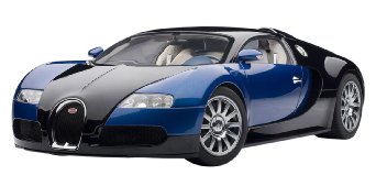 Bugatti Veyron, Blue Die-cast model car, item model number 125320, rubber cooling system braking