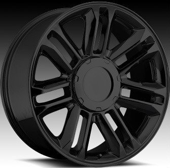 Cadillac Escalade, Platinum style wheels, matte black wheel rims, set of four rims and caps, 22x9"