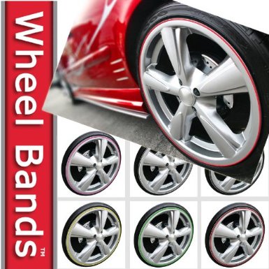 Wheel Bands Rim Protector Geo Metro Hatchback 1995 1996 1997 1998 1999 2000 - Red W/ Silve