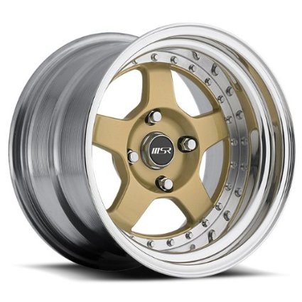 MSR 229 15x9 2 piece wheels 4x100 15mm gold color (set of four) huge lip!